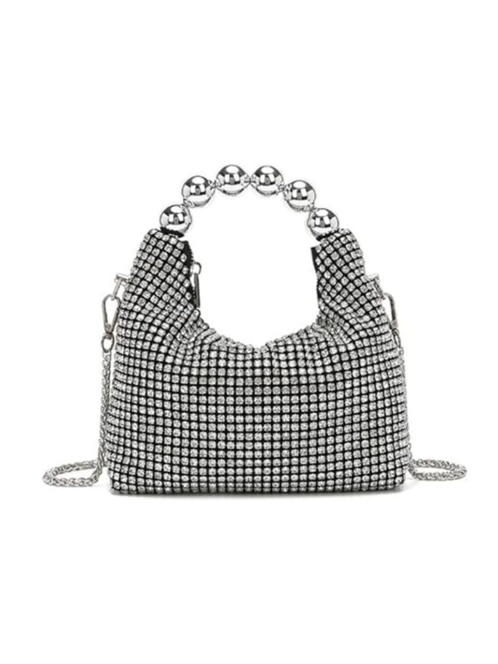 Rhinestone Clutch Purses for Women Sparkly Evening Bag Shiny Handbag Silver